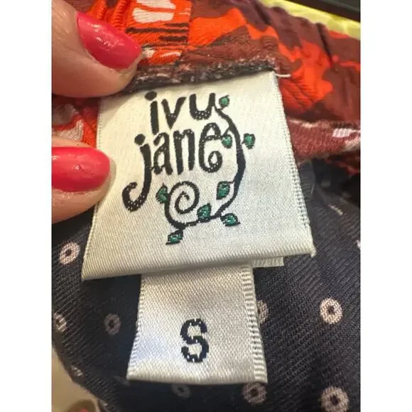 Boho hippie Ivy Jane women made USA rayon pants small NWT multi color